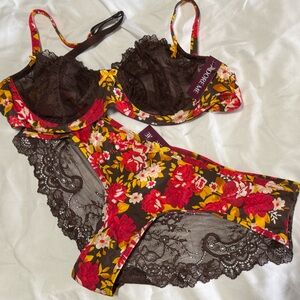 NWT Adore Me Floral Unlined Bra and Panty Set